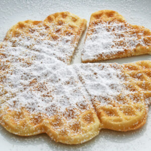 Waffel mit Puderzucker